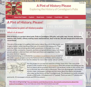 Screenshot from the website A Pint of History Please!